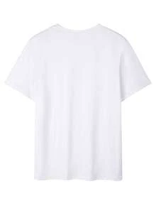 Tween Boy Casual White Round-Neck Short Sleeve T-Shirt With Letter Print, Summer