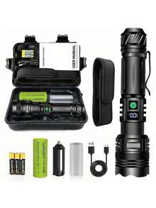 1 szt. Poslani LED High Lumens Latarka akumulatorowa, 100000 lumenów Bardzo mocna wielofunkcyjna latarka, ręczne latarki do użytku na zewnątrz, kemping, wędkarstwo