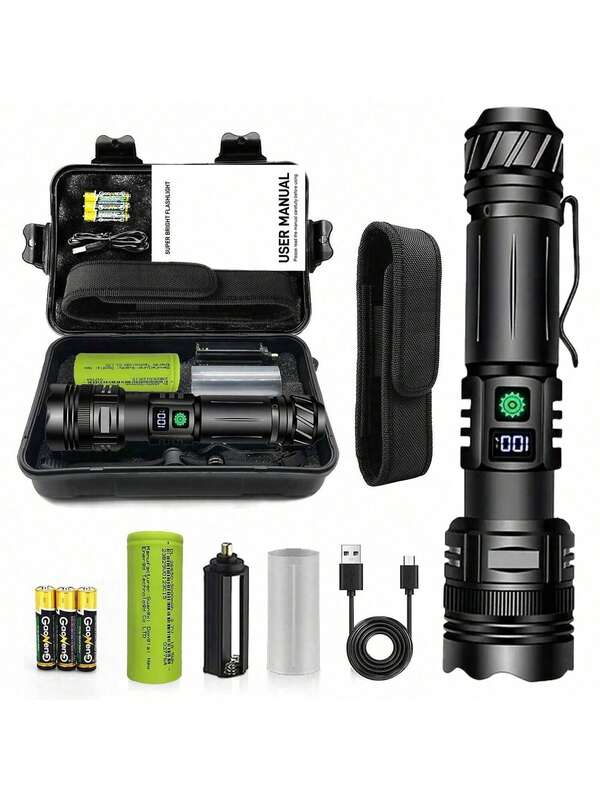 Poslani 1 szt. Poslani LED High Lumens Latarka akumulatorowa, 100000 lumenów Bardzo mocna wielofunkcyjna latarka, ręczne latarki do użytku na zewnątrz, kemping, wędkarstwo