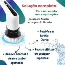 Escova Elétrica de Limpeza 9 em 1 Giratória Recarregável – Limpeza Rápida e Eficiente para Toda a Casa - Entrada do Brasil (127V) - Visão 8