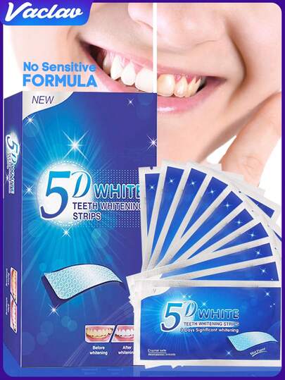 Vaclav 5D牙齿美白贴，7/14/21/28对装，有效去除咖啡、汽水、茶渍，美白牙齿，缓解牙齿敏感，遮盖污渍，居家旅行套装，防滑设计，女士礼品