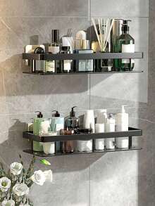 两件套浴室置物架，防锈抛光金属壁挂式收纳架，适用于浴室、卫生间、梳妆台、淋浴房，节省空间，可收纳洗发水、护发素等物品，也适用于浴室、梳妆台和厨房。 - 彩色 - 查看 10