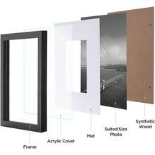 12x12 Picture Frames Set Of 9 With Mat For 8x8 Photos Or Without Mat For 12x12, Square Gallery Wall Decor Collage For Picture Display, Black Frame Set For Wall Hanging - màu đen - Xem 3