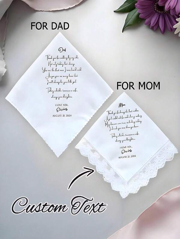 Customized Letter Pattern Wedding Handkerchief, Joyful Wedding Day Bride Gift, Suitable For Bridal Shower, Bachelorette Party, Mother's Day, Graduation Gift