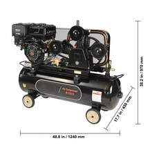 Compresor de aire a gas de 30 galones, 15HP 33CFM@115PSI Tanque compresor de aire sobre ruedas, bomba de pistón impulsada por gas Sistema comprimido de aire con presión máxima de 115PSI para sitios de construcción de talleres - 30 galones - Ver 10