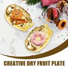 12pcs Golden Dessert Serving Tray Lightweight Break Resistant Multi Purpose Fruit Snack Platter Candy Storage Plate Dried Food - Multicolor - View 6