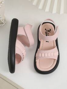 Giày sandal Mary Jane dễ thương và đơn giản cho bé gái, mũi giày màu hồng có khóa dán thời trang, giày công chúa đế mềm nhẹ, phù hợp với mọi mùa - Hồng - Xem 4