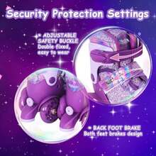 Nattork - Patines de ruedas para niños pequeños, 4 tamaños ajustables de tres ruedas para niñas de 3 a 7 años con divertidas ruedas iluminadas y protección de , regalo de cumpleaños para(Sueño púrpura X-Small(7C-9C)) - Multicolor - Ver 7