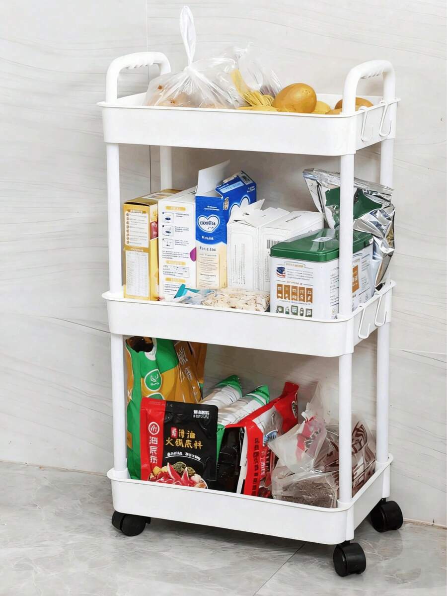 1pc Durable Rolling Multipurpose Cart - Versatile Shelving Unit For Kitchen, Bathroom, Living Room - Non-Food Contact Plastic Storage Cart