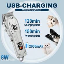 LQT 宠物电动理发器套装 | 家用宠物理发器 | 低噪音低震动，温和呵护皮肤 | 可修剪脚部、面部及全身毛发 | 含宠物指甲钳 | 新手友好型套装，宠物主人圣诞节必备 - 銀色 - 查看 4