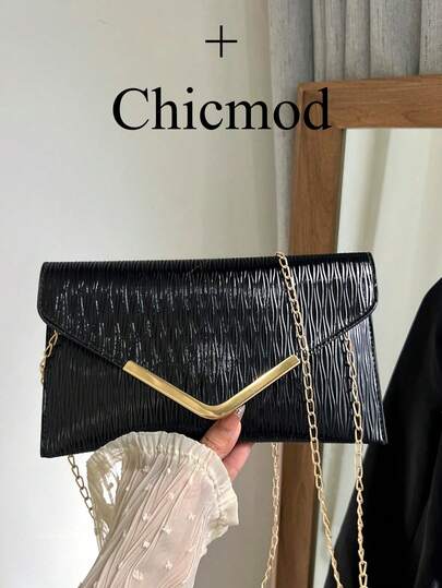 Bolso de hombro con hardware texturizado de unicolor y borde, bolso cruzado de sobre con cadena, billetera, funda para teléfono, adecuado para citas/eventos formales, compras, billeteras, compras, mujeres jóvenes, estudiantes universitarias, recién casadas, damas de oficina. Ideal para oficina, universidad, trabajo, negocios, viajes al trabajo, actividades al aire libre, viajes y excursiones