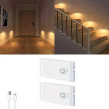 AMILL 4/2/1 PACK Motion Sensor Wall Light, Rechargeable Indoor Stair Night Light With Warm White & Type-C, Wireless Auto On/Off, Human Body Detection For Hallway Bathroom Bedroom - trắng - Xem 5