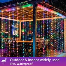 Cortina de Luces 2 * 2 Metros 400, 8 modos luces Inteligentes con Control de APP+ Remoto IR, Patrones y textos, Varios patrones de vacaciones, subir imgenes y otros al para Navidad, Boda - Multicolor - Ver 9