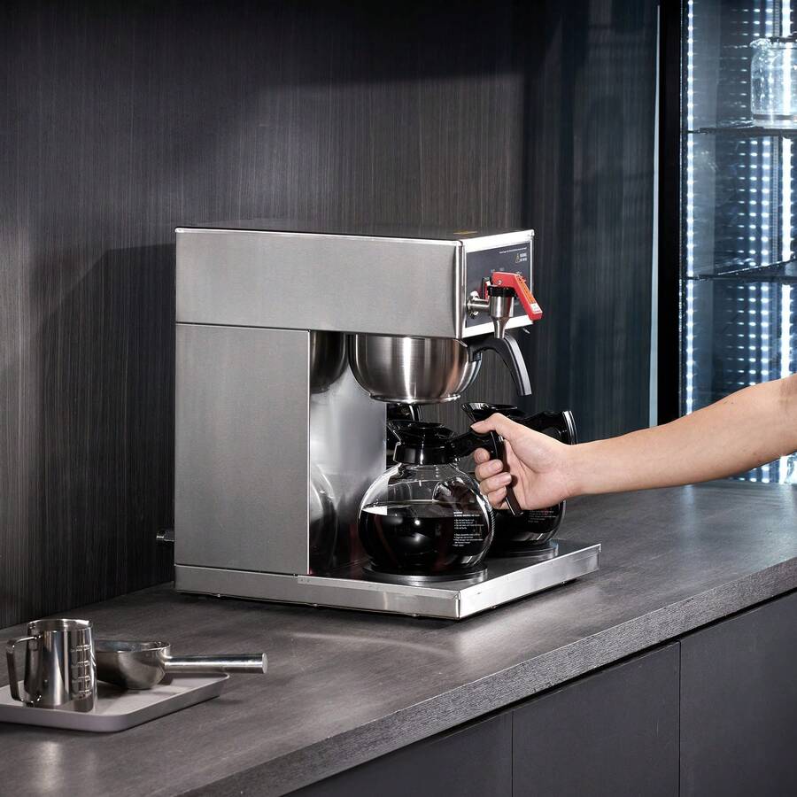 12 Cups Commercial Drip Coffee Maker, Coffee Maker Machine With 3 Glass Carafes And 3 Warmer Plates, Stainless Steel Pour Over Coffee Brewer For Restaurant, Office, Cafe - 15.94 X 15.94 X 18.11 In - View 1