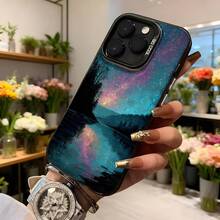 Cubierta de teléfono con diseño de galaxia estrellada azul y rosa para iPhone 14 Pro Max  protector con impresión de cielo nocturno y reflejo en agua ideal para uso diario y ocasiones especiales Aplicable a los teléfonos de la serie Apple y Galaxy - Blanco - Ver 6