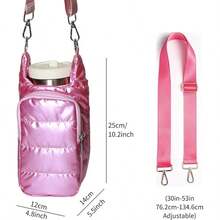 Water Bottle Holder With Strap, Hands-Free Crossbody Water Bottle Carrier Bag W/Phone Pocket - 玫紅色 - 查看 2