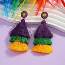 2件套波西米亚风不对称耳环，流苏水钻多款设计，适合日常、节日、派对、庆典等场合佩戴。 - 彩色 - 查看 8