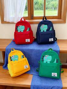 Cute Cartoon Dinosaur Backpack, Multi-Pocket Schoolbag For Teenagers - A - View 2