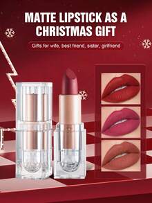 HANDAIYAN 12 Colors Matte Crystal Lipstick, Nude & Dusty Rose Lip Gloss, Christmas Gift, Winter Essential, Camping, Holiday, Festival, Cosplay, Net Wt 3.5g, Face Makeup, Cosmetics, Suitable For Women, Ideal For Winter/Spring, Suitable As Birthday/Valentine's Day/Mother's Day Gift, Perfect For Carnival Party, Best Color Selection - 606# - View 6