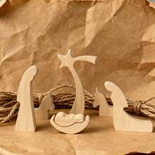 Artisan Minimalist Nativity Set - Handcrafted Wooden Figures For Modern Christmas Displays, Halloween Arrangements & Year-Round Spiritual Accents,Christmas Decoration Room Decoration Christmas - Birth Wooden 7-piece Set - View 4