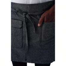 Unisex Utility Half Bistro Apron For Kitchen And Restaurant Staff Durable Adjustable Strap Design With Multiple Pockets For Efficient Tool And Utensil Storage Ideal For Food Service Professionals Seeking Comfort And Practicality In Busy Work Environments - BlackNatural - View 5