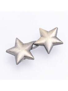 Set Of Star-Shaped Jean Waist Buckles - 1/4/8 Pairs Of Detachable No-Sew Denim Waist Adjuster Buttons In White Metal.