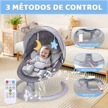 Multi-Directional Baby Rocker With Various Rocking Speeds, Easy To Carry, Electric Baby Rocker | Portable Baby Rocker With Remote - Grey - View 2
