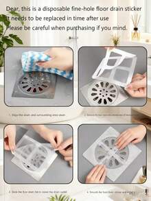 1pc Self-Adhesive Mesh Hair Catcher Drain Cover, Prevents Clogging In Shower, Bathtub, Kitchen Sink, Fits Most Drains Kitchen Items Kitchen Accessories Kitchen Tools