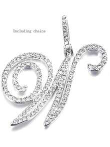 1pc Stainless Steel A-Z Letter Necklace, Women's Fashion Necklace, First Letter Commemorative Multifunctional Accessory Necklace - Silver - View 14