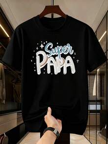 Camiseta gráfica Super Papa confeccionada en tejido de calidad, ajuste cómodo, transpirable, informal y con estampado llamativo. - Negro - Ver 2