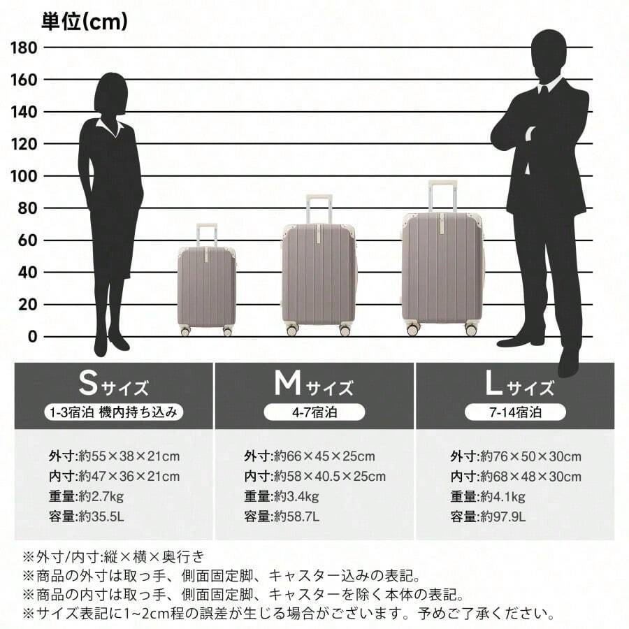 スーツケース キャリーバッグ キャリーケース Lサイズ 大型 超軽量 ファスナー式 TSAロック搭載 フック機能付き 360度回転 旅行 おしゃれ 人気色 - ブラウン + ABS1 - チェックする 1