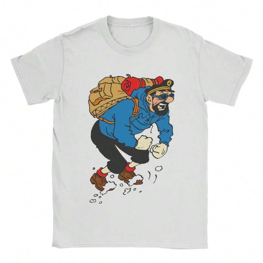 Camisetas de capitán Haddock para hombre, Tops de aodón 100% de dibujos animados, camiseta de manga corta con cuello redondo, camisetas de verano.jpg220g WoM-en's 100% Cotton T-Shirt - Feminine and Comfortable FiT-Suitable for all people, whether woM-en or M-enhigh-quality durable fabric suitable for all seans,ft to the touch but built to lastBreathabletops woM.en fall outfiT.S for woM.en vaC.Ation outfiT.S woM.en halloween costume - Blanco - Ver 1