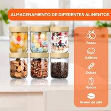 4 Pack Tarros de Vidrio con Tapa de Bamb Hermtica 16 Oz Botes para Alimentos Recipientes de Avena Frascos de Vidrio Recipientes de Cocina para Mermeladas, Especias, Tuerca y Dulces - 4 - Ver 6