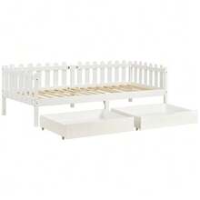 Two Drawers, Under-Bed Storage Space, MDF + Casters, White (93x67x20cm) (Drawers Only) - White - View 11