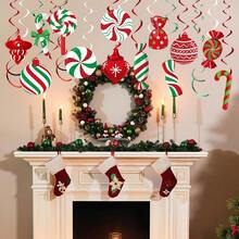 56 Pcs Christmas Peppermint Candy Hanging Swirls Decorations Red And White Holiday Party Streamers For Home Winter Holiday Christmas Party Decor Red White Green - RedWhiteGreen - View 6