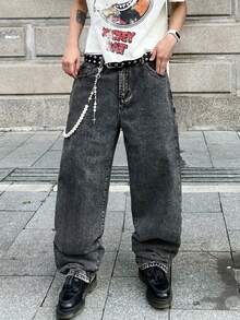 1 chiếc quần jeans nam ống đứng Infinite Jeans, chất lượng cao, thoải mái (không bao gồm thắt lưng và phụ kiện) - Xám - Xem 3