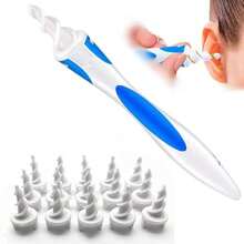 TYUI Q Grips Ear Wax Removal 2025 Q Grips Earwax Removal Tool Spiral Ear Wax Removal Tool Reusable Earwax Removal Kit  Soft Ear Cleaner With 16 Pcs Soft Replacemen - như hình ảnh - Xem 1
