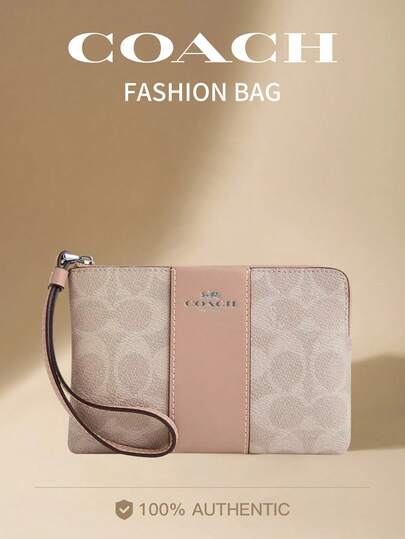 Coach 코너 지퍼 16 클래식 모노그램 PVC 지갑 손목 지갑 클러치 여성 지갑 RFID 카드 홀더 휴대폰 지퍼 동전 여행 포켓