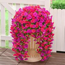 4 Pieces Of Artificial Spring Wedding Hanging Flowers, Spring And Autumn Artificial Flowers, Plastic Decorative Flowers, Garden, Wedding Decoration, Very Suitable For Weddings And Other - Mixed Fuchsia rose red - 查看 1