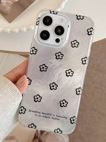 1个极简主义花卉线条艺术涂鸦黑色手机壳，兼容 17、16 Pro、14 Pro Max、13、15、12、11，创意全包硬壳 - 白色 - 查看 1