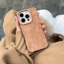 A Faux Leather Texture Phone Case, Minimalist And Solid-Colored, Compatible With For Iphone 17,16, 15, 14, 13, 12, 11, XS/Pro/ProMax/Plus/Air And XS Max Series.Features Reinforced Anti-Drop Corners,Anti-Fingerprint, Lightweight,Stylish - 卡其色 - 查看 5