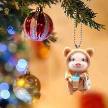 Cute Cartoon Style Pig Shaped Pendant, Overall Soft And Lively: - The Little Pig Wears A Brown Hooded Outfit With Ears, Round Eyes Paired With A Pink Piggy Nose, The Fluffy Texture Looks Especially Soft. - Multicolor - View 10