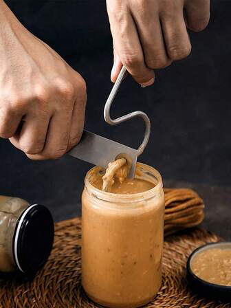 1pc Stainless Steel Manual Crank Nut Butter Mixer - Ergonomic Grip Stirrer For Peanut Butter, Almond Butter, Jams & Spreads, No Electricity Needed Durable Kitchen Gadget