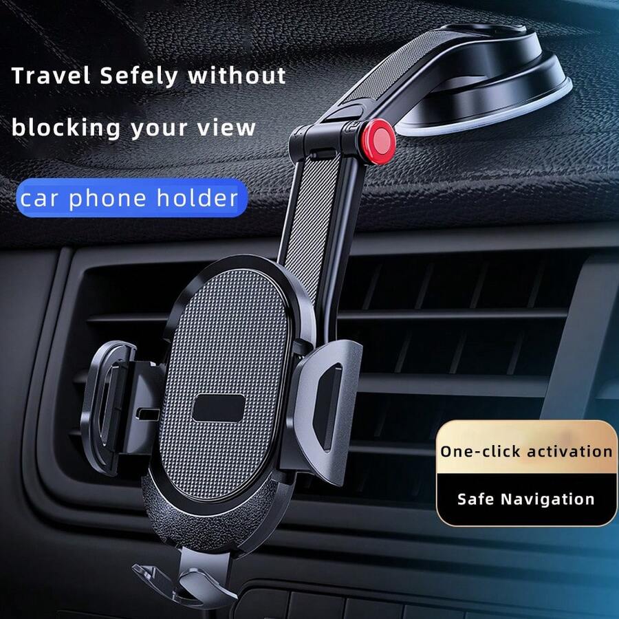 1个车载手机支架，适用于汽车挡风玻璃仪表盘，通用型免提车载手机支架，适配手机