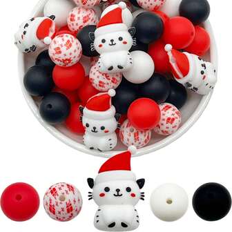 36 piezas de cuentas de silicona de la serie navideña, cuentas decorativas de bricolaje para hacer bolsos, cadenas de teléfono, pulseras, collares, llaveros y joyas