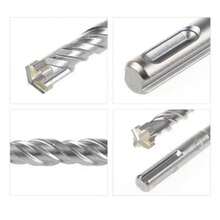 ريشة ثقب الصدمة المتقاطعة، ريشة ثقب الحفر الكهربائي ذات المقبض الدائري، ريشة ثقب الإسمنت عبر الحائط، ريشة ثقب جديدة من نوع لفائف العجين المقلي ذات الحفرتين والشقين العميقين - فضي - مشاهدة 10