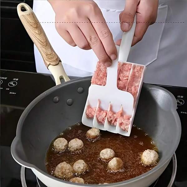 [Customer Favorite] Multifunctional 4-Compartment Meatball & Dumpling Maker - Durable PP Kitchen Tool, Easily Make Your Own Meatballs, Fish Balls, Etc. - Perfect For Parties!