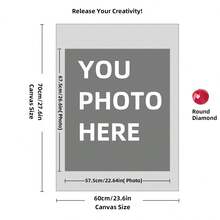 Kit di pittura a diamante personalizzata su misura per adulti, fai da te 5D, arte con punti a forma rotonda/quadrata, con foto, testo e disegno personalizzato, in varie dimensioni (20x25cm), decorazione personalizzata per la casa (Punti rotondi, 30x40cm), kit per adulti, decorazione con pittura a diamanti 5D