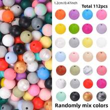 112/198pcs Fashion Round Silicone Beads Jewelry Making Kit - Multi-Color DIY Beading Craft Supplies, Stylish Decorative Beads For Necklaces Bracelets Keychains ID Badge Lanyards Bead Pens, Unisex Gift For Craft Lovers Students Office Workers (9mm/12mm/15mm Optional) - Silicone Round Beads - View 11
