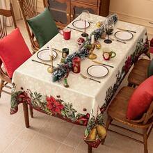 - Mantel rectangular jacquard de Navidad con campana de flores rojas, polister con flor de nochebuena y estampado floral vintage para decoracin de fiestas de Navidad y das festivos 152, 4 - Cuadros verde salvia + 139,7 x 139,7 cm (cuadrado) - Ver 2